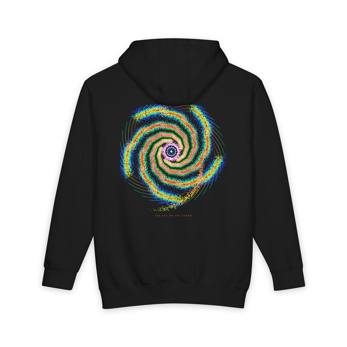 The Eye of the Storm heavyweight hoodie in Black, original art by AuraCanvas