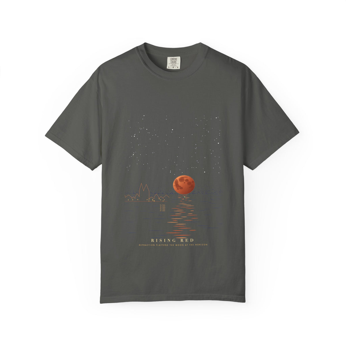 Rising Red graphic tee in Pepper, original art by AuraCanvas