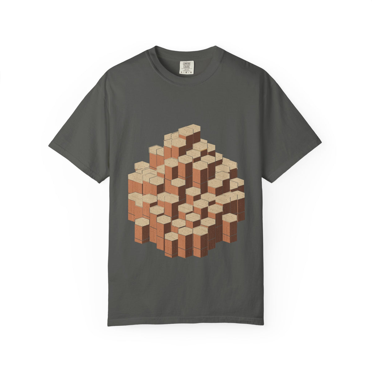 Columnar Basalt graphic tee in Pepper, original art by AuraCanvas