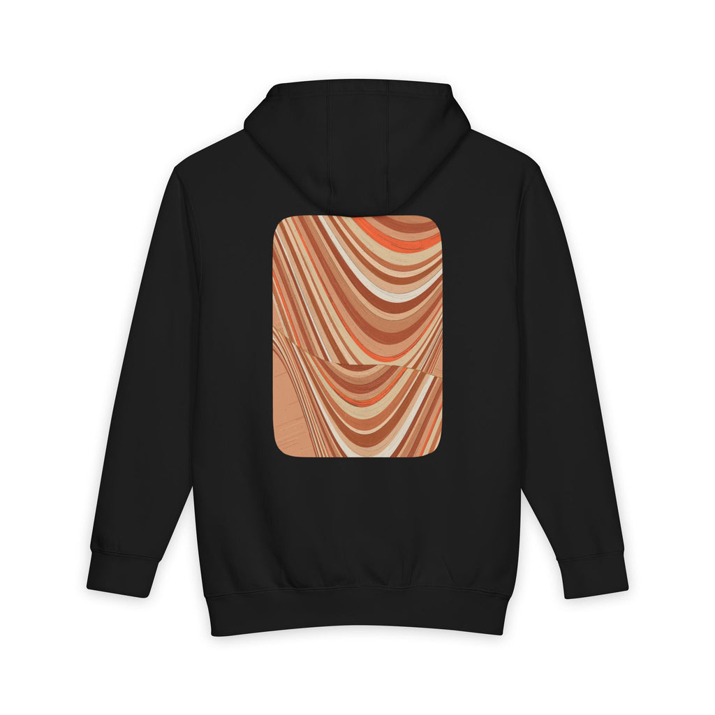 The Wave heavyweight hoodie in Black, original art by AuraCanvas