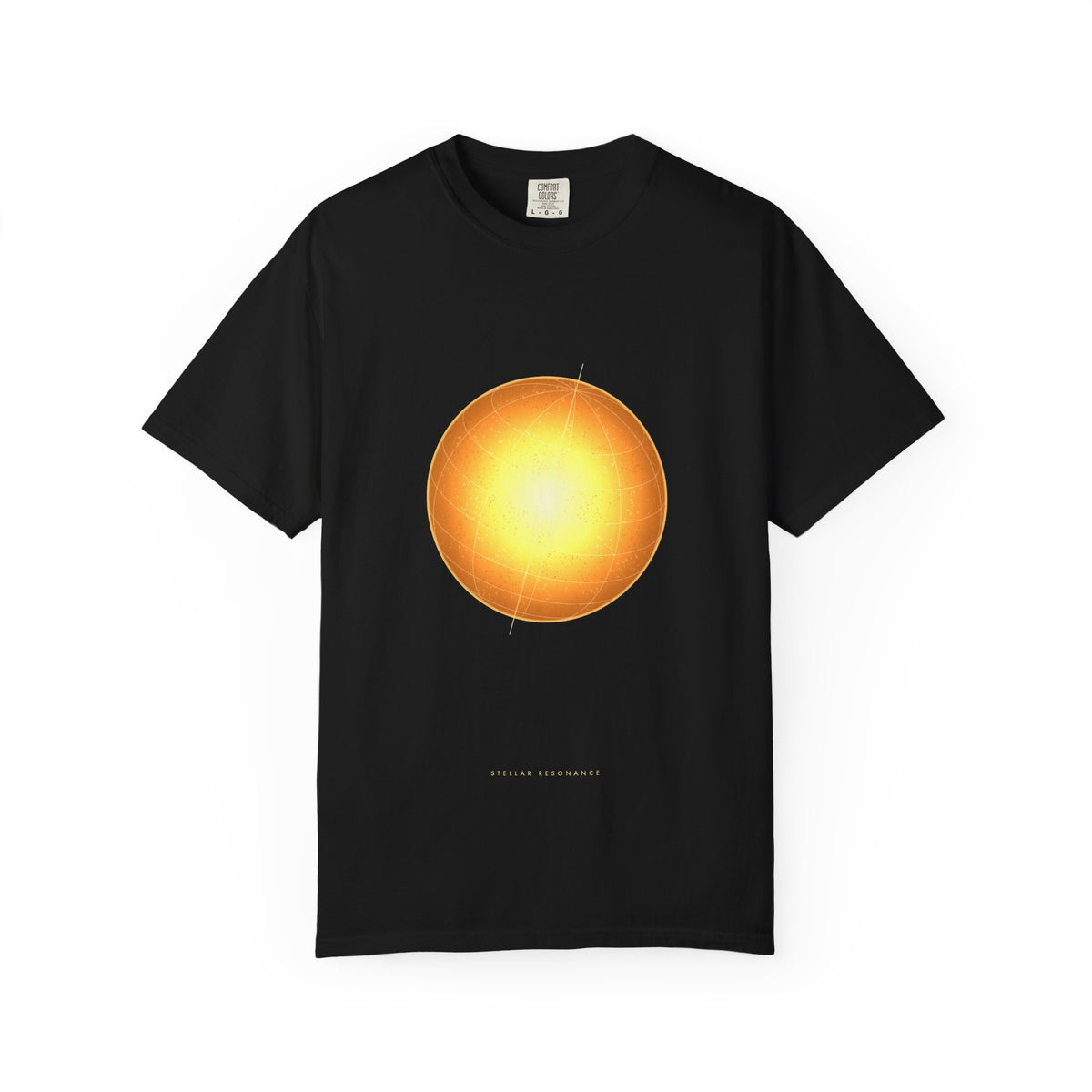 Stellar Resonance graphic tee in Black, original art by AuraCanvas