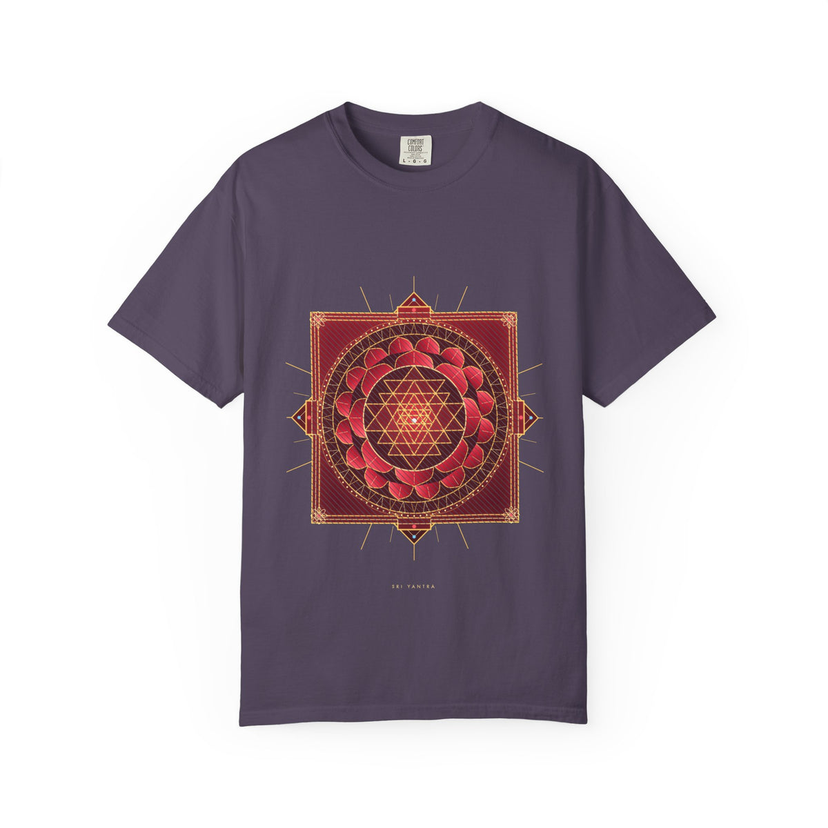 The Sri Yantra graphic tee in Wine, original art by AuraCanvas