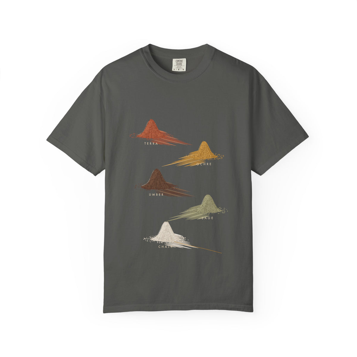 Pigments graphic tee in Pepper, original art by AuraCanvas