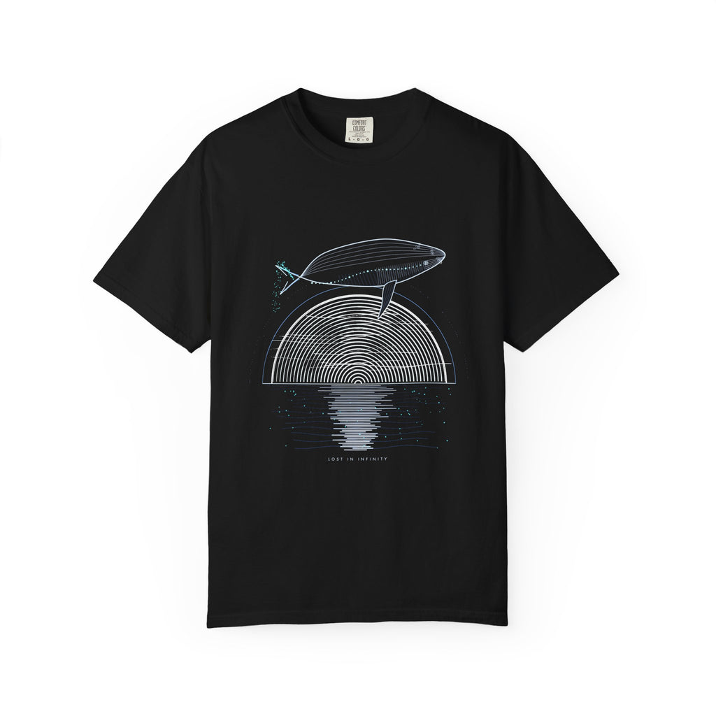 Lost in Infinity graphic tee in Black, original art by AuraCanvas