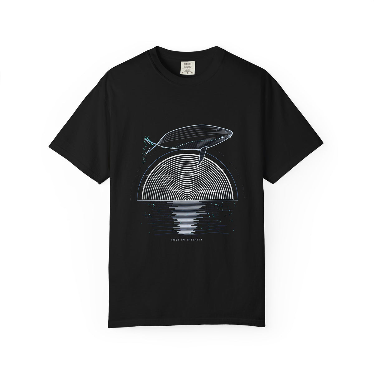 Lost in Infinity graphic tee in Black, original art by AuraCanvas