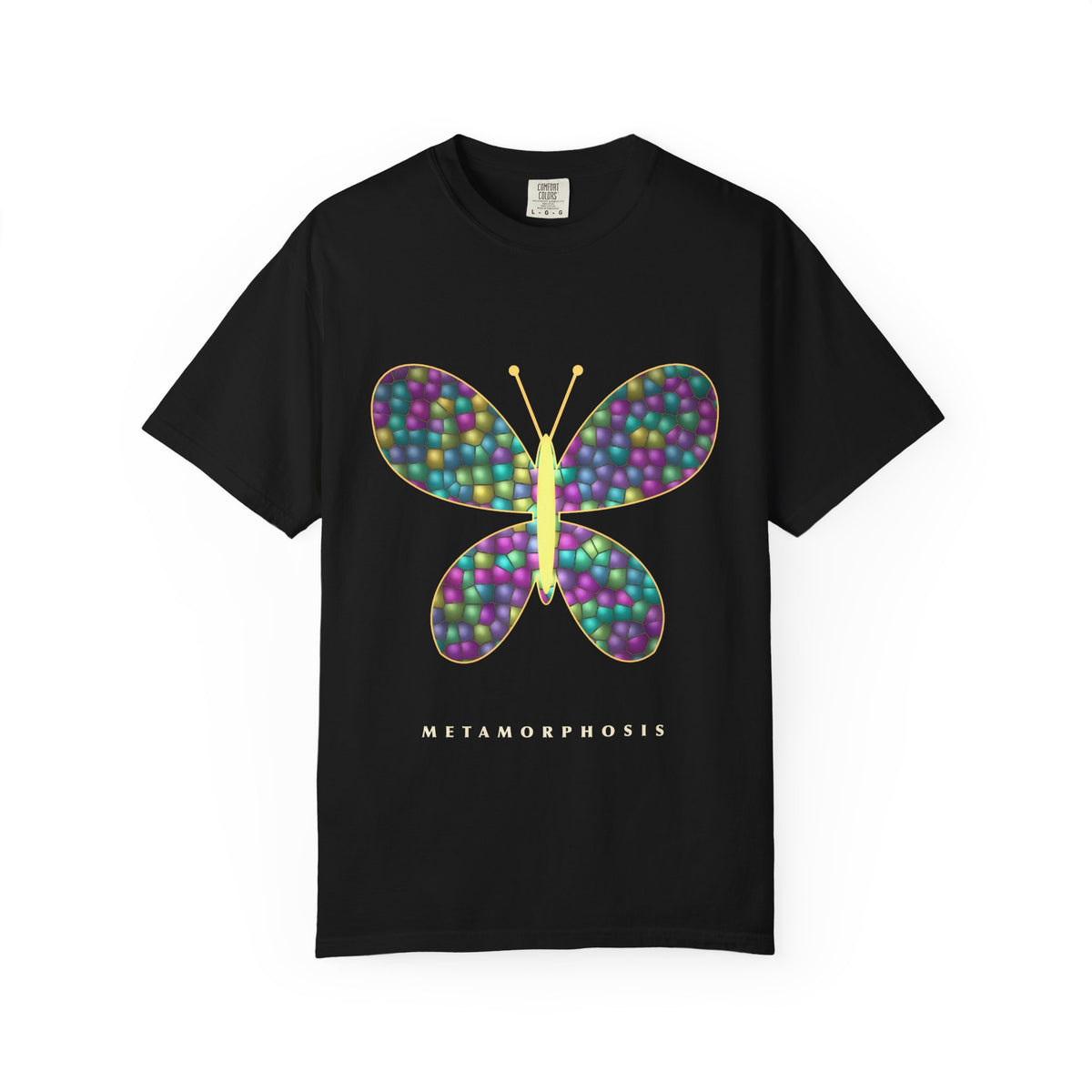 Glass Wings graphic tee in Black, original art by AuraCanvas