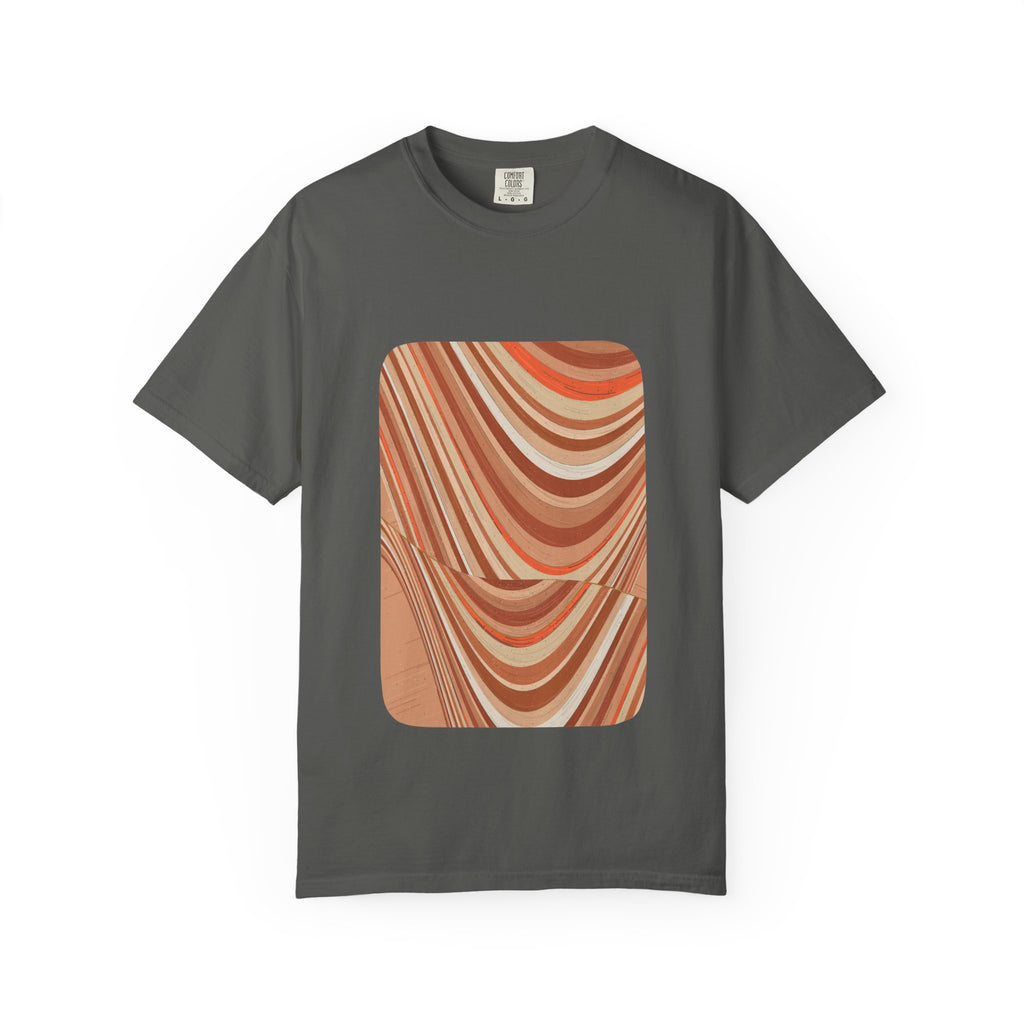 The Wave graphic tee in Pepper, original art by AuraCanvas
