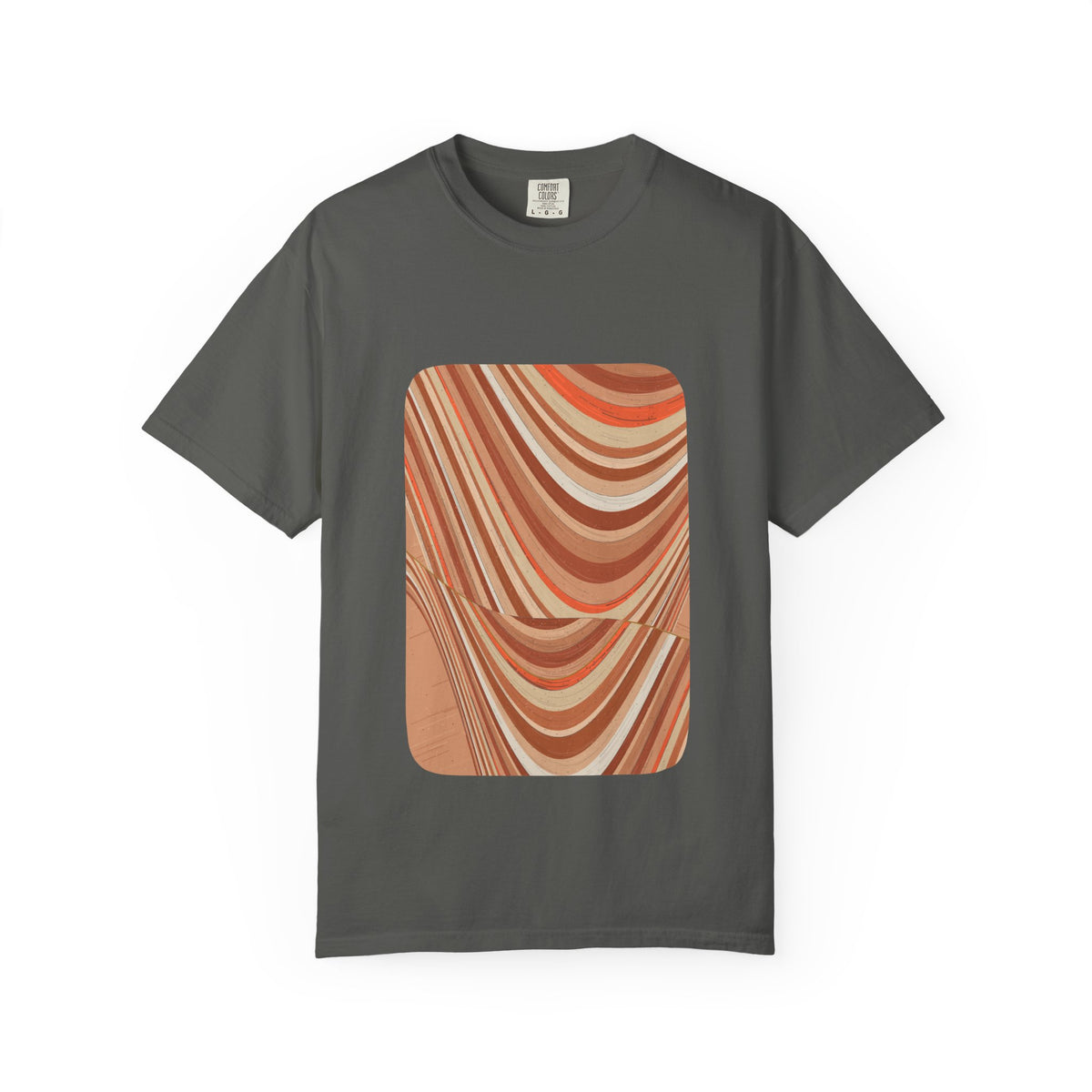 The Wave graphic tee in Pepper, original art by AuraCanvas