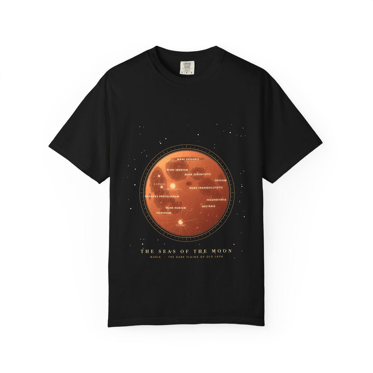 The Seas of the Moon graphic tee in Black, original art by AuraCanvas