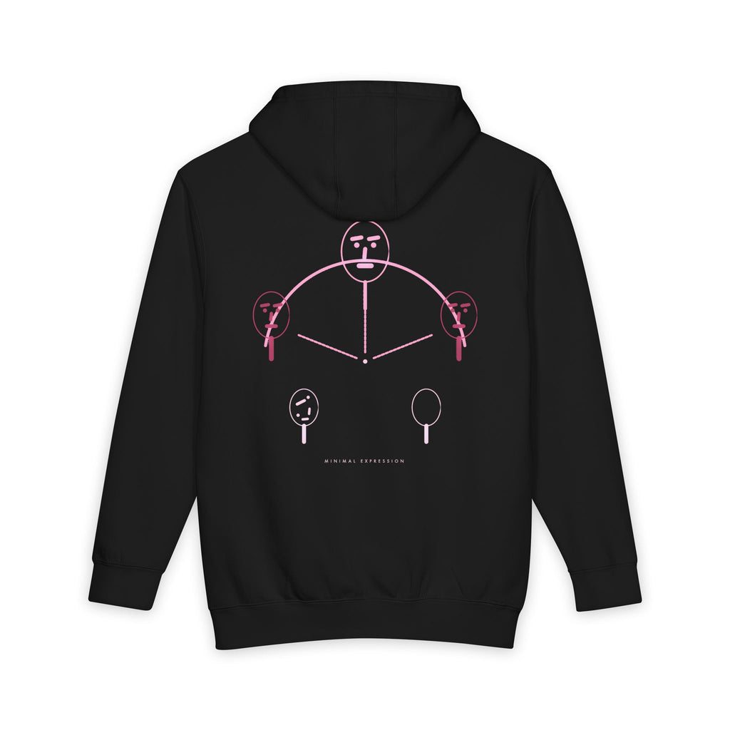 Minimal Expression heavyweight hoodie in Black, original art by AuraCanvas