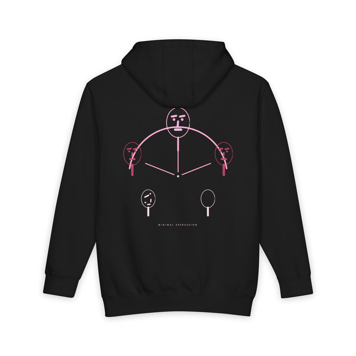 Minimal Expression heavyweight hoodie in Black, original art by AuraCanvas