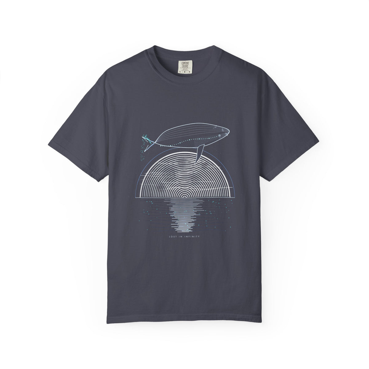 Lost in Infinity graphic tee in Navy, original art by AuraCanvas