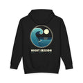Night Session heavyweight hoodie in Black, original art by AuraCanvas