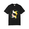 Koi Orbit graphic tee in Black, original art by AuraCanvas
