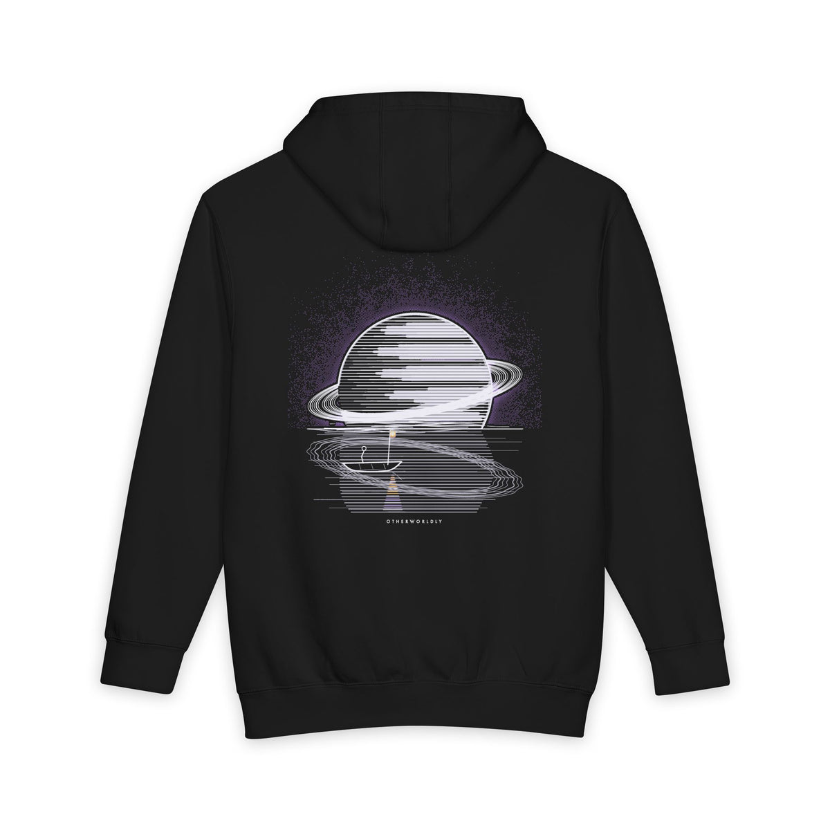Otherworldly heavyweight hoodie in Black, original art by AuraCanvas