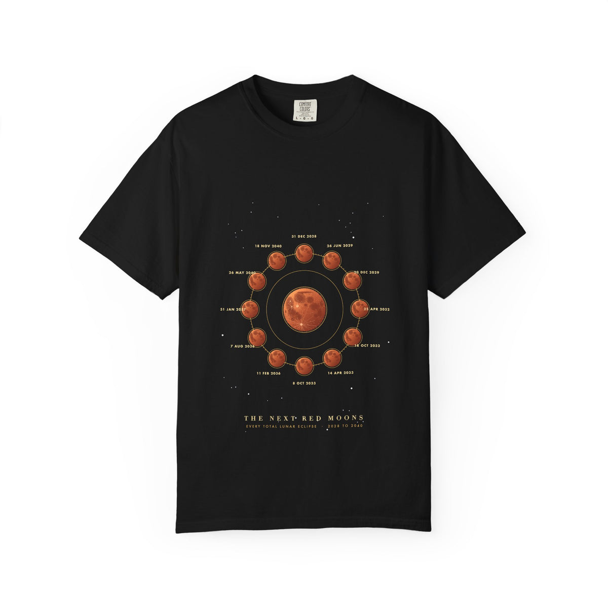 The Next Red Moons graphic tee in Black, original art by AuraCanvas
