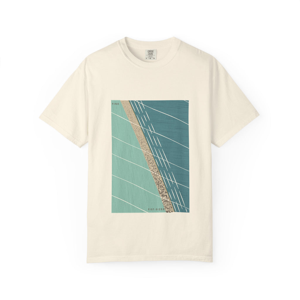 Chesil Beach graphic tee in Ivory, original art by AuraCanvas