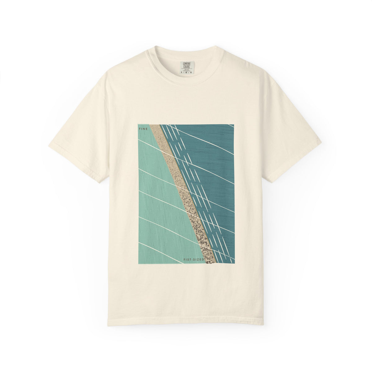 Chesil Beach graphic tee in Ivory, original art by AuraCanvas
