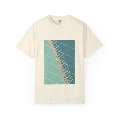 Chesil Beach graphic tee in Ivory, original art by AuraCanvas