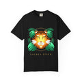 Golden Tiger graphic tee in Black, original art by AuraCanvas