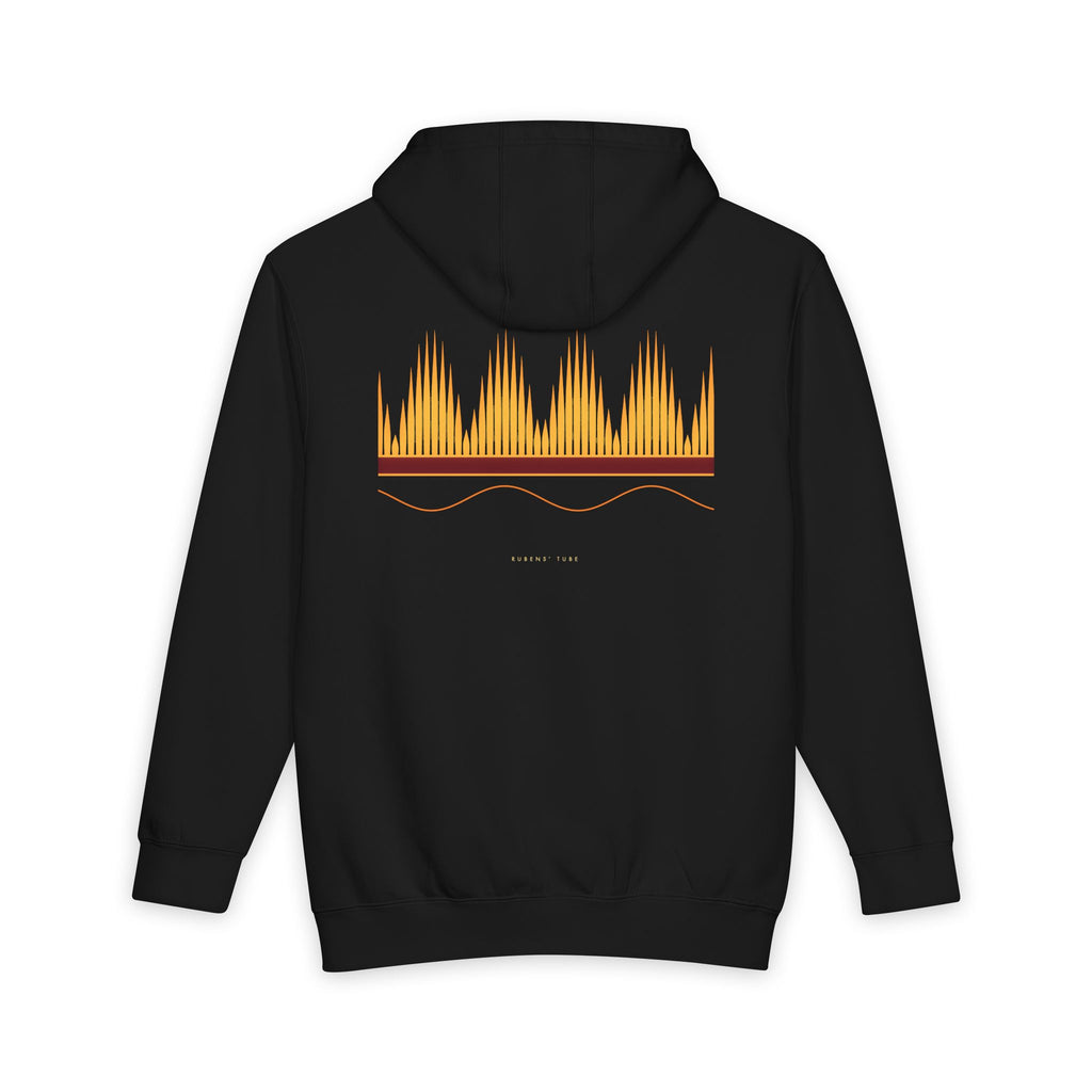 Rubens' Tube heavyweight hoodie in Black, original art by AuraCanvas