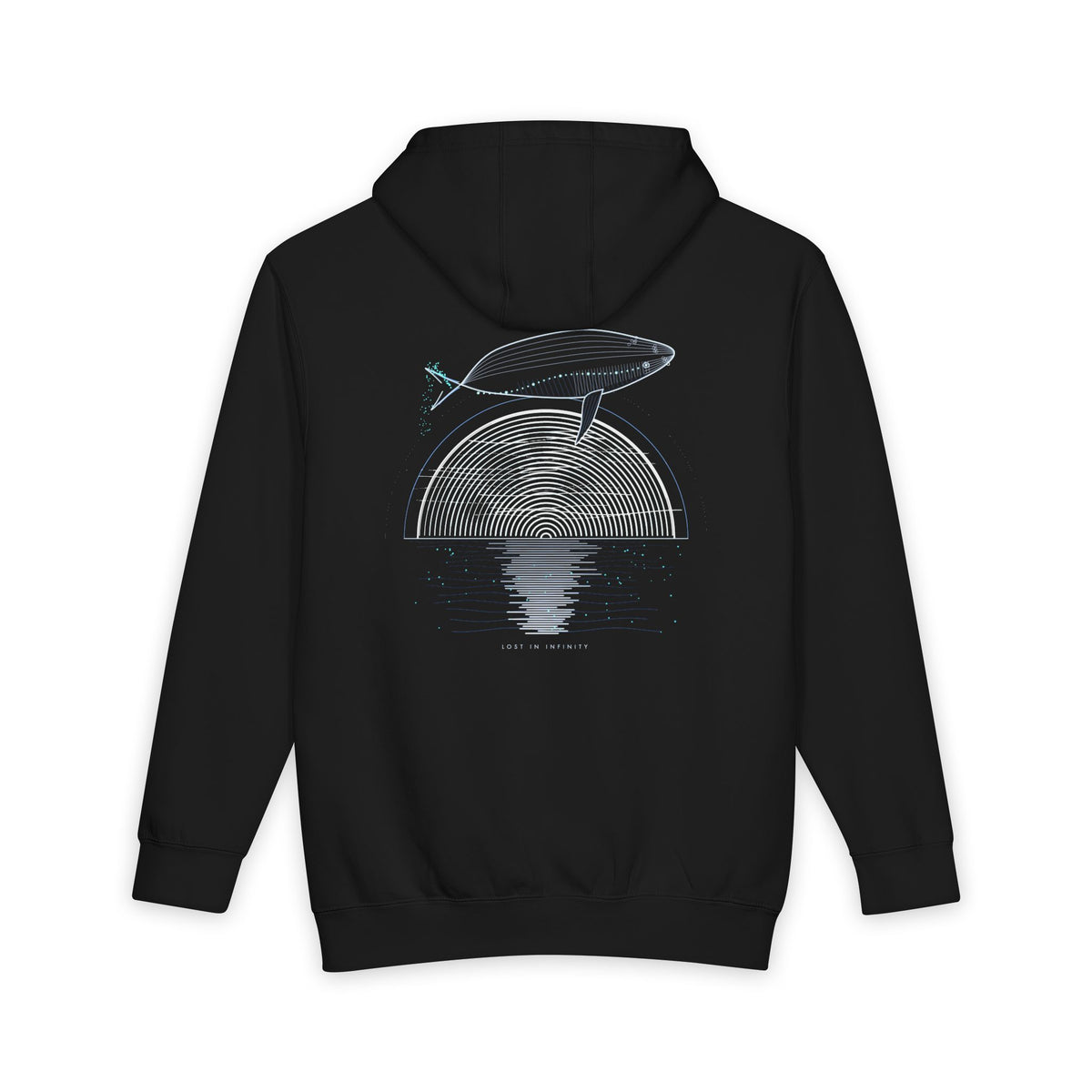 Lost in Infinity heavyweight hoodie in Black, original art by AuraCanvas