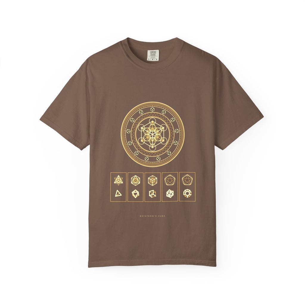 Metatron's Cube graphic tee in Espresso, original art by AuraCanvas