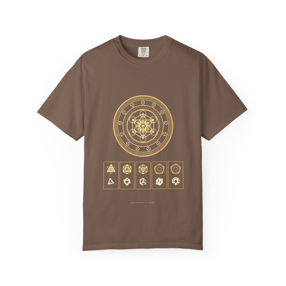 Metatron's Cube graphic tee in Espresso, original art by AuraCanvas