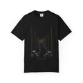 The Mushroom Glade graphic tee in Black, original art by AuraCanvas