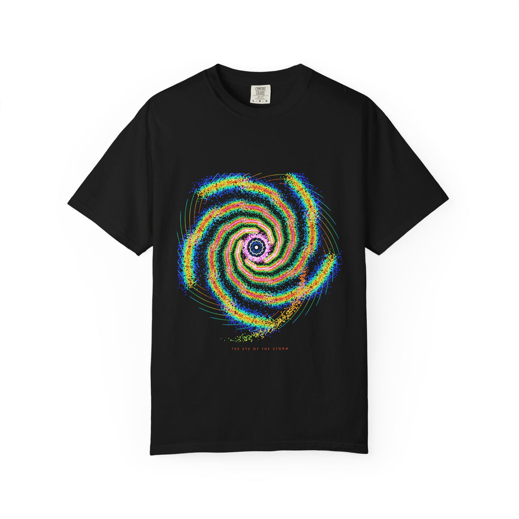 The Eye of the Storm graphic tee in Black, original art by AuraCanvas