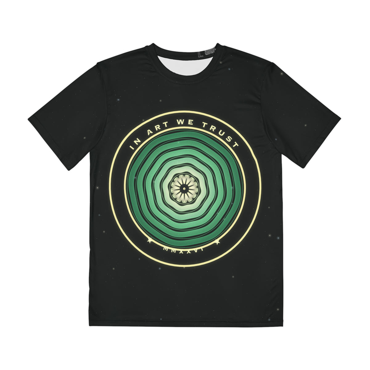 In Art We Trust all-over print tee, view 1