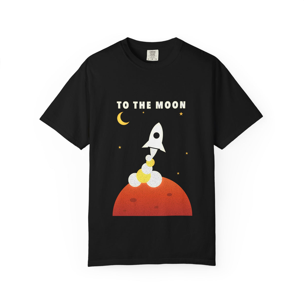 To the Moon graphic tee in Black, original art by AuraCanvas
