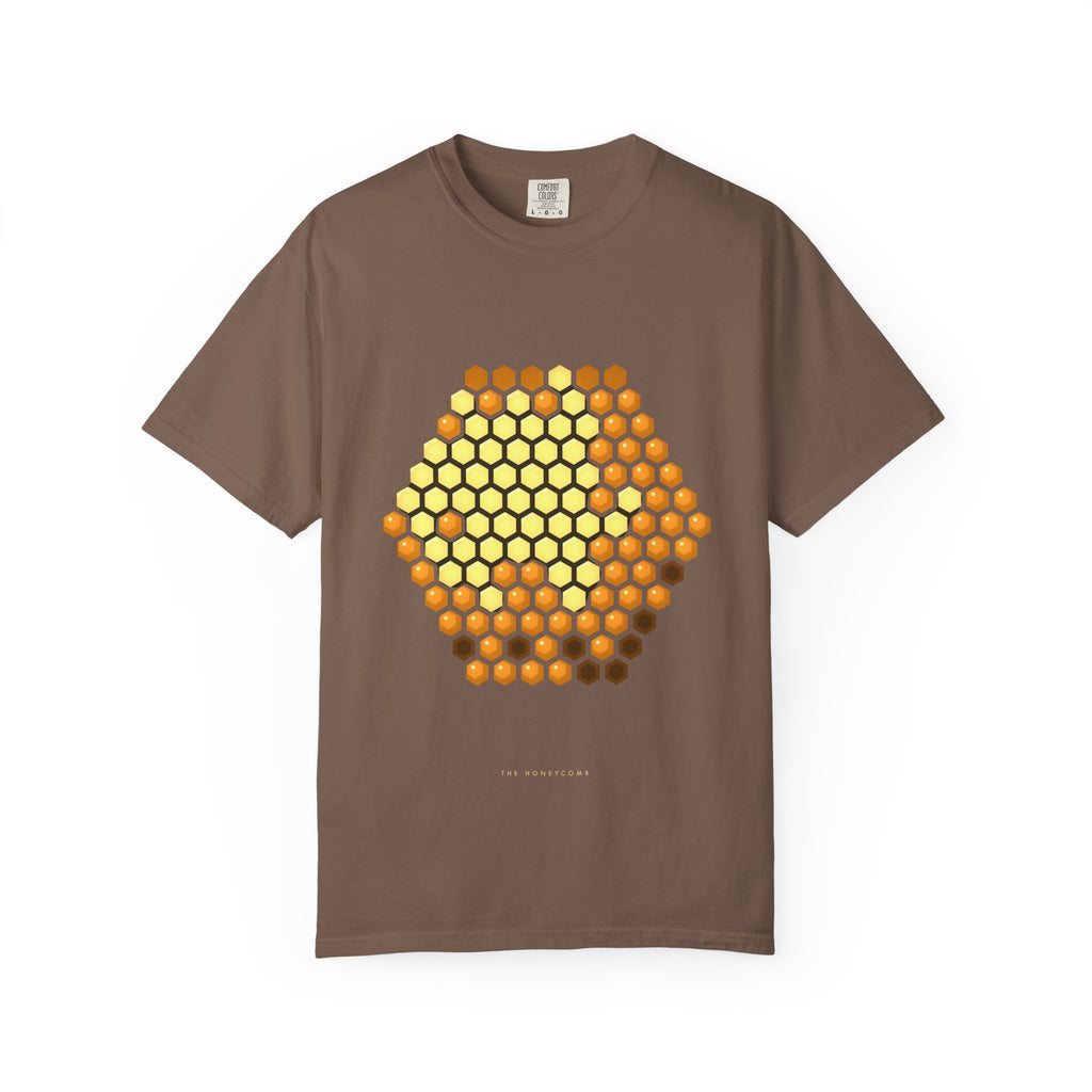 The Honeycomb Conjecture graphic tee in Espresso, original art by AuraCanvas