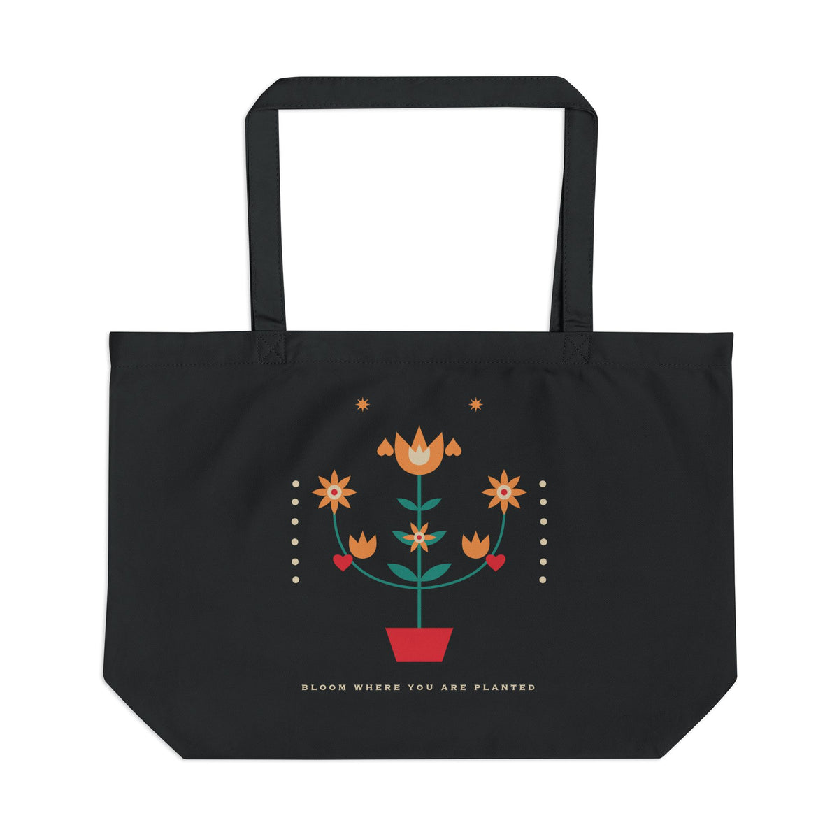 Folk Bloom organic cotton tote bag, view 1