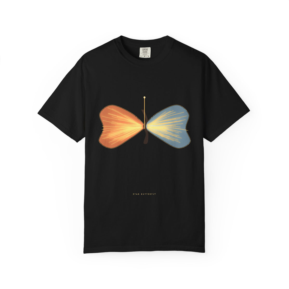 Star Butterfly graphic tee in Black, original art by AuraCanvas