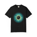 The Iris graphic tee in Black, original art by AuraCanvas