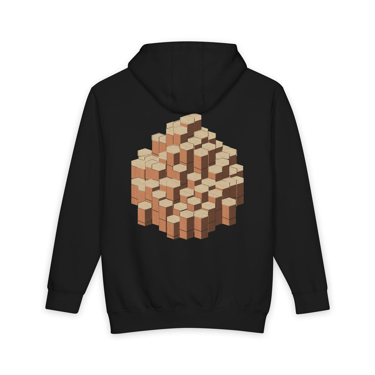Columnar Basalt heavyweight hoodie in Black, original art by AuraCanvas