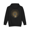 The Pantheon heavyweight hoodie in Black, original art by AuraCanvas