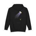 The Wind-Borne Seed heavyweight hoodie in Black, original art by AuraCanvas