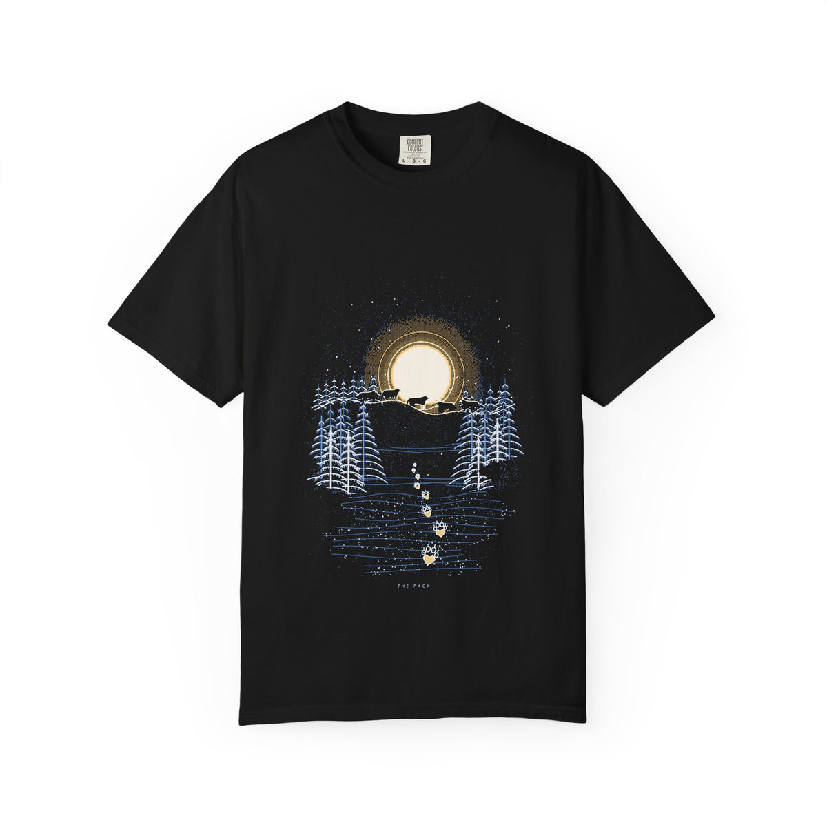 The Pack graphic tee in Black, original art by AuraCanvas