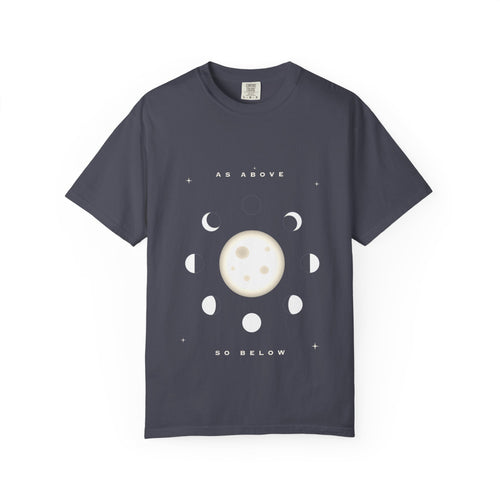 As Above, So Below graphic tee in Navy, original art by AuraCanvas