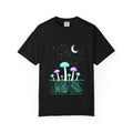 Moonlit Mycelium graphic tee in Black, original art by AuraCanvas