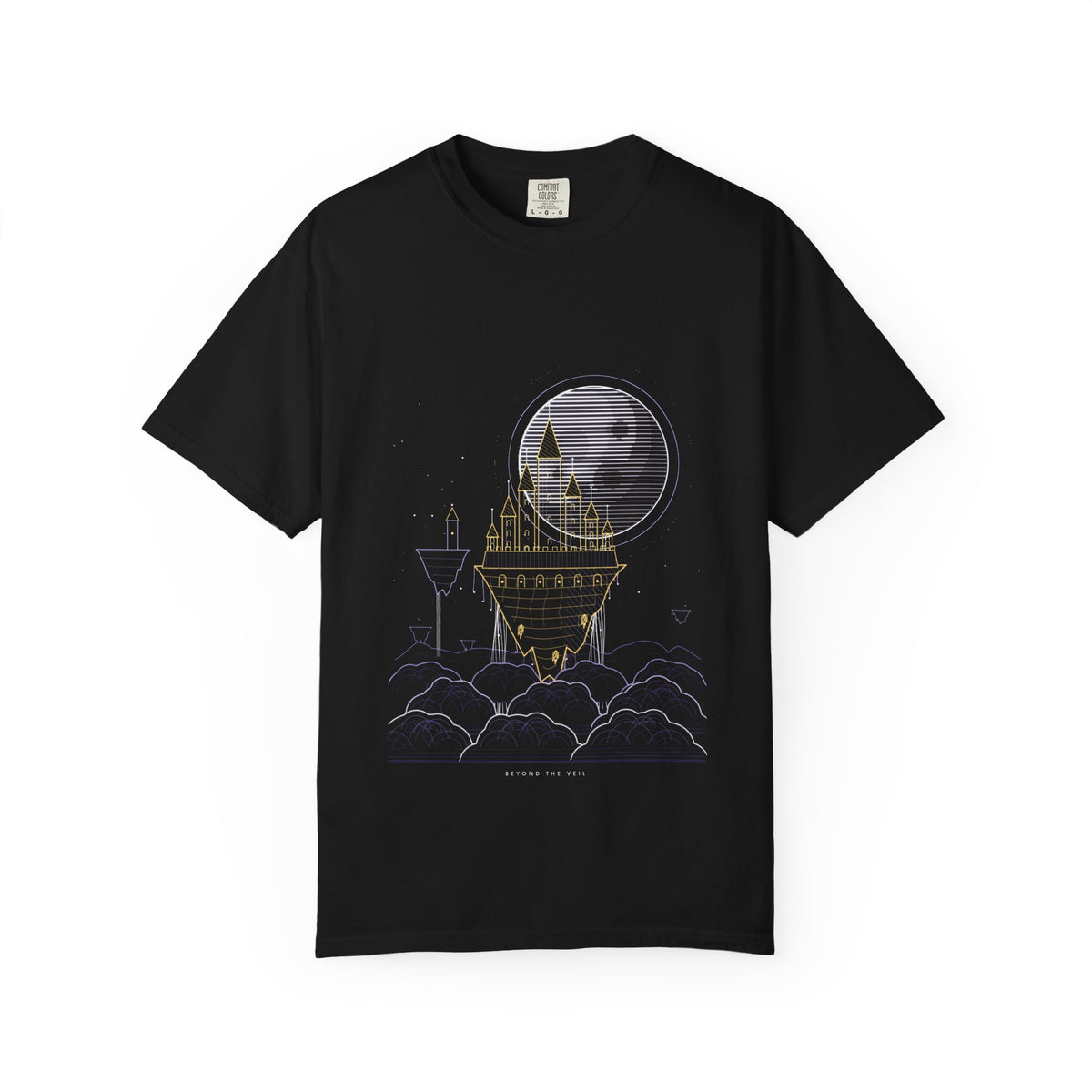 Beyond the Veil graphic tee in Black, original art by AuraCanvas