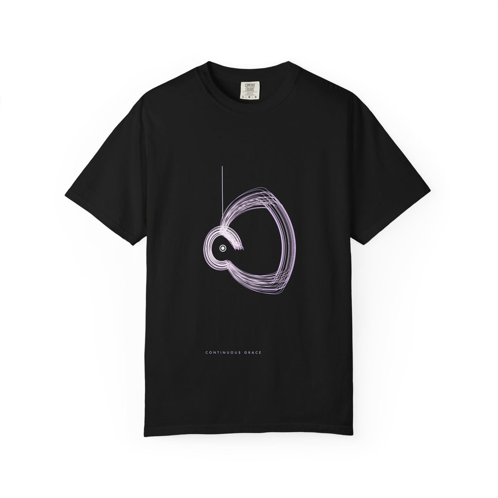 Continuous Grace graphic tee in Black, original art by AuraCanvas