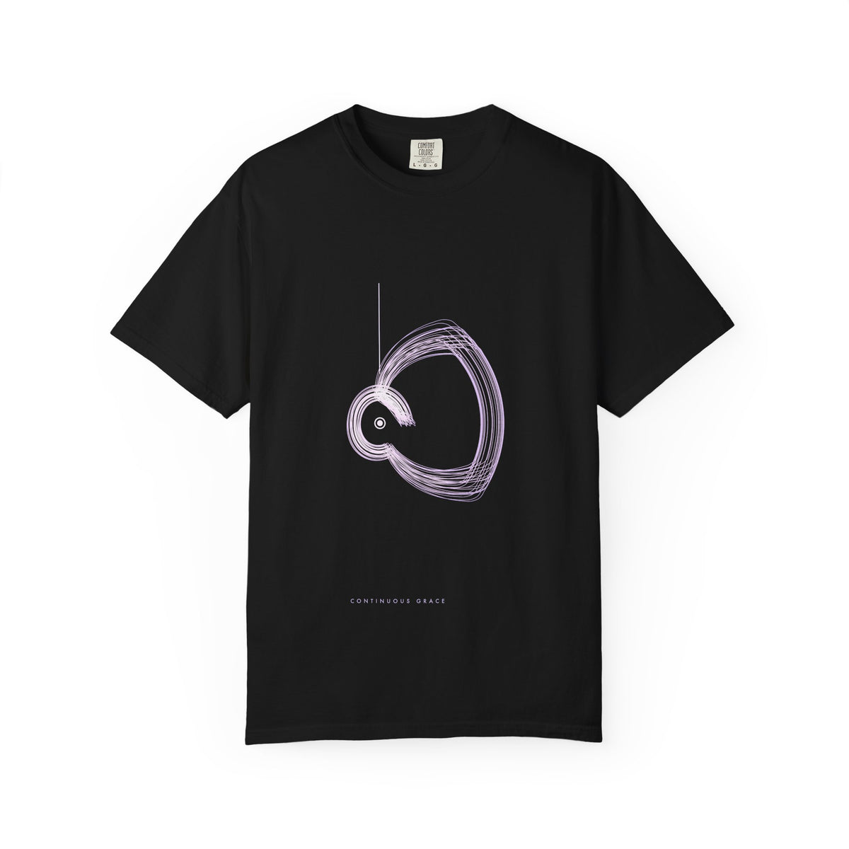 Continuous Grace graphic tee in Black, original art by AuraCanvas