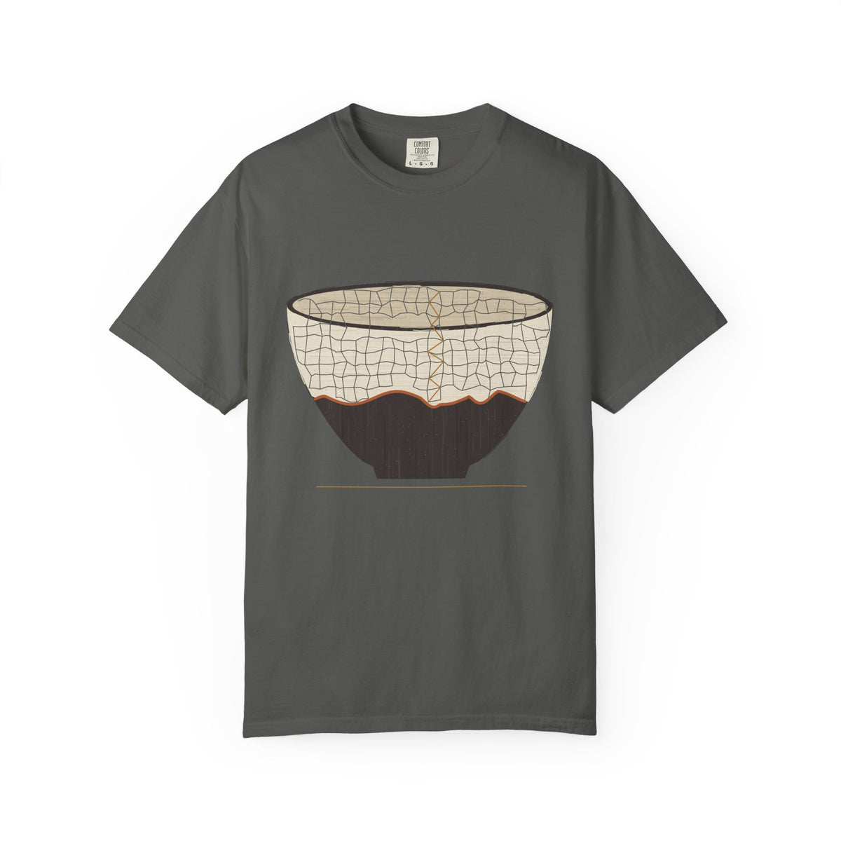 Raku graphic tee in Pepper, original art by AuraCanvas