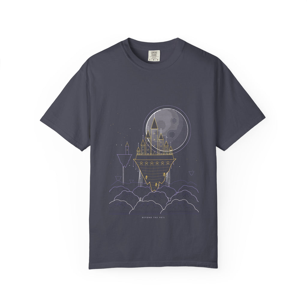 Beyond the Veil graphic tee in Navy, original art by AuraCanvas