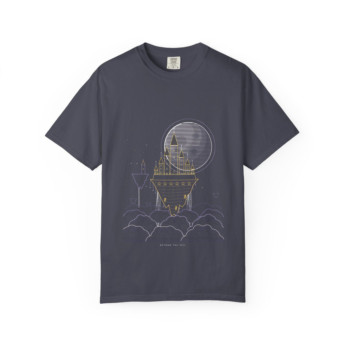 Beyond the Veil graphic tee in Navy, original art by AuraCanvas