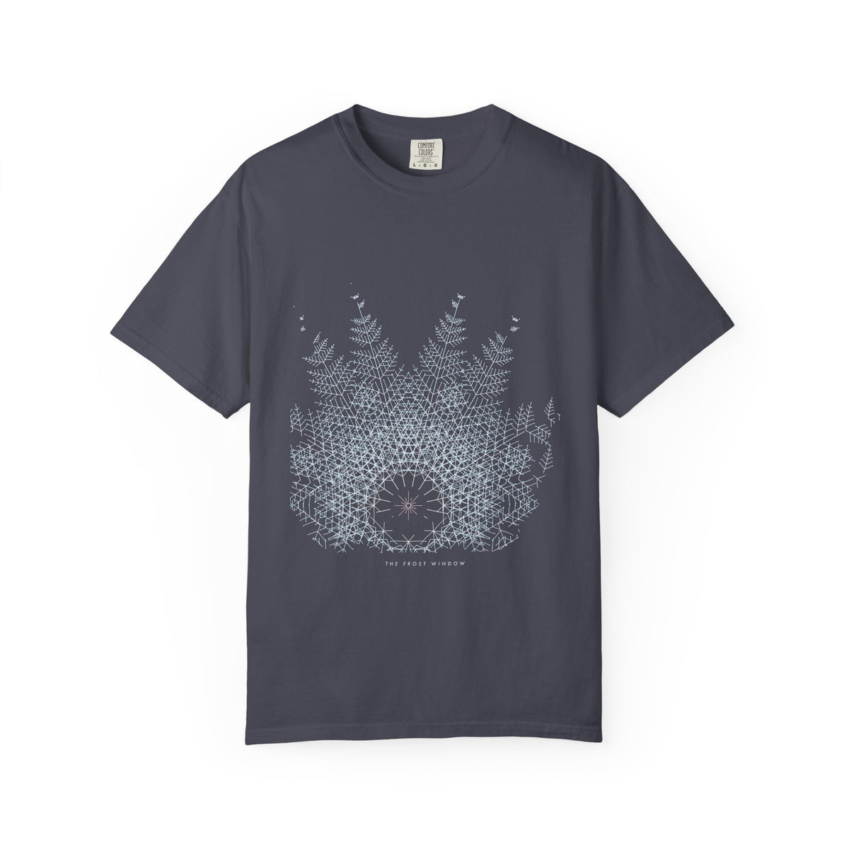 The Frost Window graphic tee in Navy, original art by AuraCanvas