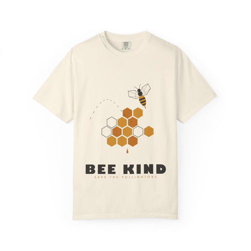 Bee Kind graphic tee in Ivory, original art by AuraCanvas